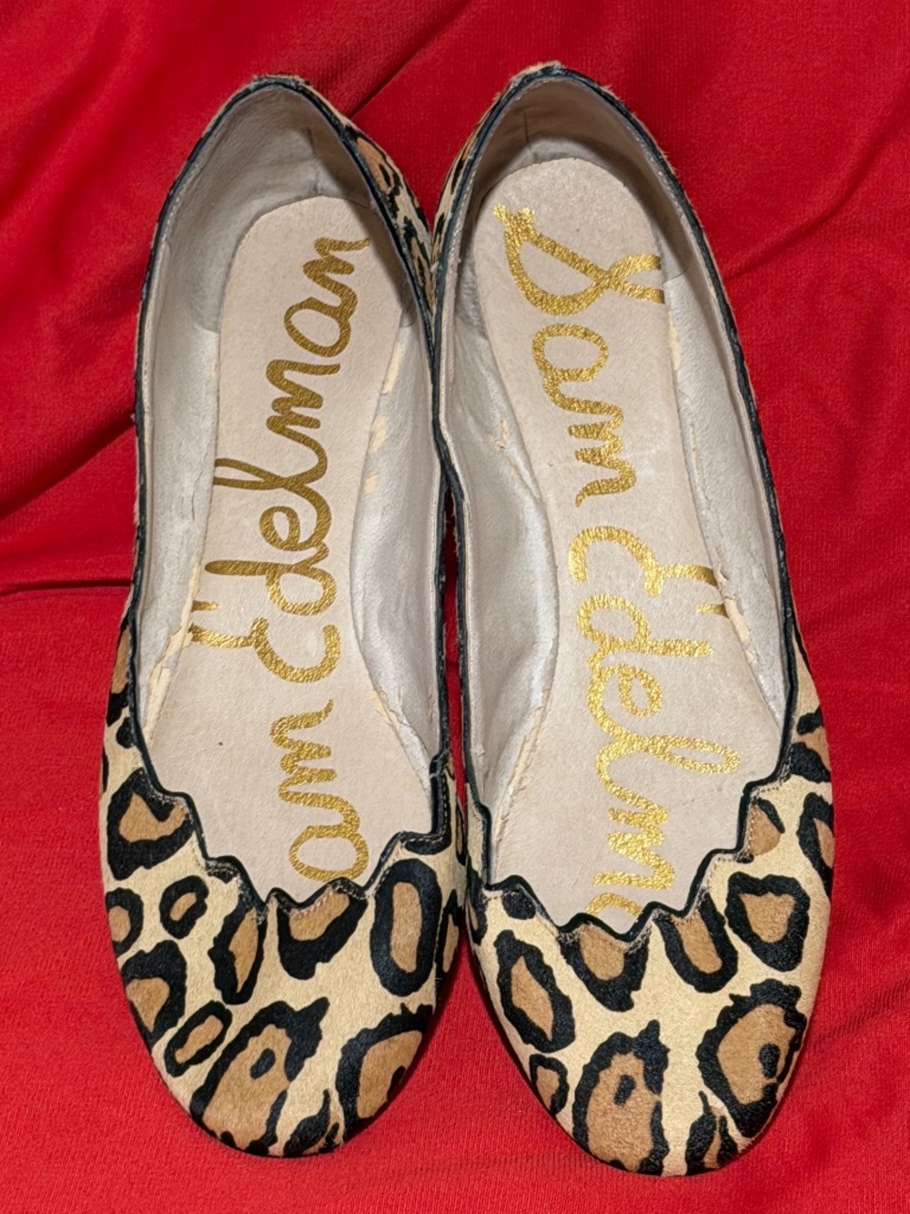 Sam Edelman Leopard Calf Hair Scalloped Ballet Flats Size 13 (Fits 12.5)